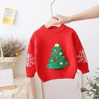 Pull à col rond pour enfants, motif bonhomme de neige de Noël, en laine tricotée standard, pour garçons et filles, chaud pour l'hiver et l'automne, pull 3D de Noël