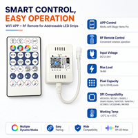 Controlador LED SPI Magic Home DC5-24V, Controlador Inalámbrico WiFi Inteligente para Tiras LED RGBIC