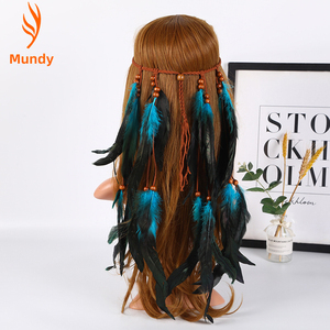 Diadema de plumas bohemia para fiesta, Cherokee, Navajo Diné, Sioux, Lakota, <span class=keywords><strong>Dakota</strong></span>, Apache, Iroquois, Haudenosaunee, Choctaw - Product Image 5