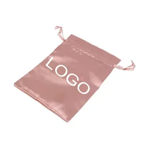 Satin Drawstring Bag Custom Logo Wig Bag Making Silk Bag For Wigs Hair Packaging Satin Drawstring Dust Bags