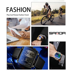 Reloj multifuncional SANDA 6238 para hombre con doble pantalla, reloj de pulsera electrónico luminoso, resistente al agua, con esfera grande, el más vendido - Product Image 6