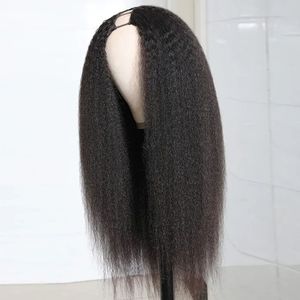 Perruque U-Part WXJ <span class=keywords><strong>Longhair</strong></span> Kinky Straight, prête à porter, sans colle, en cheveux humains, style Yaki Straight - Product Image 1