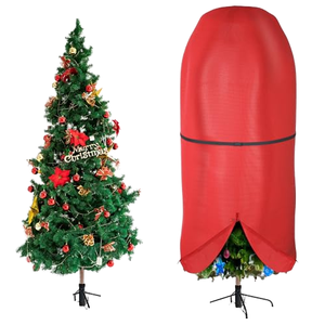 Sac de rangement pour sapin de Noël, housse rouge réutilisable pour la protection et le rangement des arbres artificiels - Product Image 1