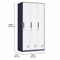 Armoire en acier à 3 portes avec portes métalliques verrouillables pour chambre à coucher, dortoir, appartement et rangement sécurisé des vêtements du personnel