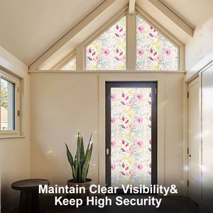Autocollants statiques <span class=keywords><strong>pour</strong></span> fenêtres en <span class=keywords><strong>verre</strong></span> dépoli à motif de fleurs arc-en-ciel 3D - PVC non adhésif bloquant les UV, confidentialité, meubles, cuisine - Product Image 4
