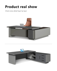 Muebles de oficina modernos Escritorio de oficina de madera de gama alta en forma de L jefe ejecutivo gerente Escritorio de oficina - Product Image 6