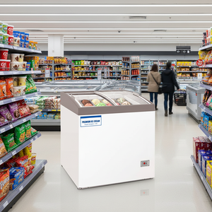 Congelador Horizontal Comercial para Supermercado, con Vidrio Curvo Deslizante en Ángulo, Refrigerador de 195 L, Temperatura Única, para Helados - Product Image 3