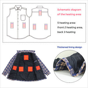 Veste chauffante décontractée d'hiver pour <span class=keywords><strong>homme</strong></span>, <span class=keywords><strong>sans</strong></span> coutures, en duvet, <span class=keywords><strong>grande</strong></span> <span class=keywords><strong>taille</strong></span>, <span class=keywords><strong>taille</strong></span> unique, personnalisable, avec batterie chauffante intégrée et logo frontal - Product Image 2