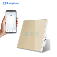 Interruptor Inteligente WiFi Táctil de Vidrio LangYeao Tuya de 1800W, Compatible con Alexa y Google Home, Control por Temporizador para Persianas Enrollables, 4 Colores