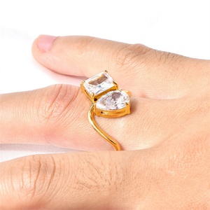 Custom Personalized Jewelry <b>Crystal</b> <b>Ring</b> Gold Plated Stainless Steel Geometric Zircon Charm <b>Rings</b> for Women - Product Image 2