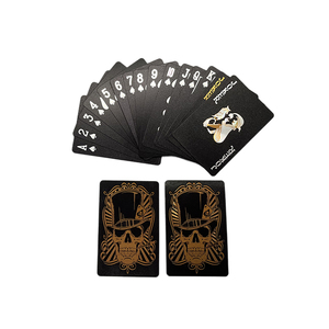 Cool Black Playing Cards Custom Logo Gold Foil Waterproof Deck Cards Magic Poker Cards with Gift Box