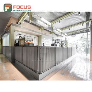 Freestanding Coffee Display Cabinet Wood Grain Finish Tall Vertical Display Cafe Merchandise Cabinet - Product Image 6