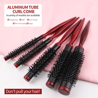 Sisir keriting tabung aluminium tipis kayu padat 5 ukuran sisir ujung ekor rol alat perawatan rambut rol sikat rambut pemasok pabrik