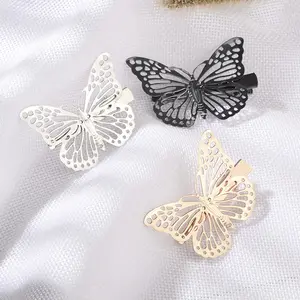 European and American Fashion Hairwear Small Alloy Gold Butterfly Hair Clip For Girl