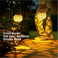 Lanterne solaire suspendue en corde de chanvre bohème, corps en métal + ABS, étanche IP55, décoration de jardin extérieure, finition noire