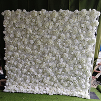 Lisse blanc Rose hortensias retrousser tissu 3D fleur toile de fond fleur mur pour mariage toile de fond décor
