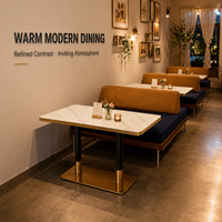Kommerzielle Sitzgruppe mit Sinterstein-Tisch für Restaurants, Moderne Bankett-Essgruppe für Cafés und Hotels