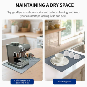 Square 2-in-1 Silicone Coffee Machine Pad, Household <b>Bar</b> Counter Draining Anti-slip Coffee Powder <b>Mat</b> - Product Image 4