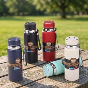Custom Logo 316 Stainless Steel Vacuum Insulated <b>Water</b> <b>Bottle</b> 600ml 800ml 1000ml Leakproof Flask with <b>Carry</b> <b>Strap</b> - Product Image 1