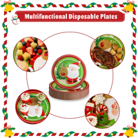 Assiettes en papier jetables au design exquis, matériaux haut de gamme, vaisselle de fête, motif de Père Noël, motif de renne, Noël