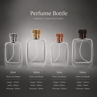 Set Botol Parfum Kaca Mewah 50ml 100ml dengan Kotak dan Tas Hadiah, Kemasan Parfum Label Pribadi Logo Kustom