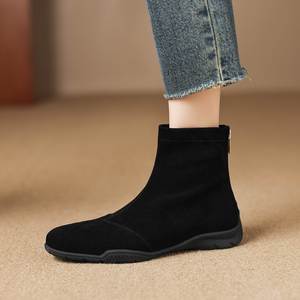 2025 Autumn and Winter New Retro Women's Flat Ankle <b>Boots</b> Suede Soft Sole Outdoor Walking <b>Boots</b> - Product Image 6
