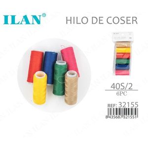 Filo da Cucito Ilan 40S/2 6 Pezzi Colori Assortiti per Progetti di Cucito - Product Image 1