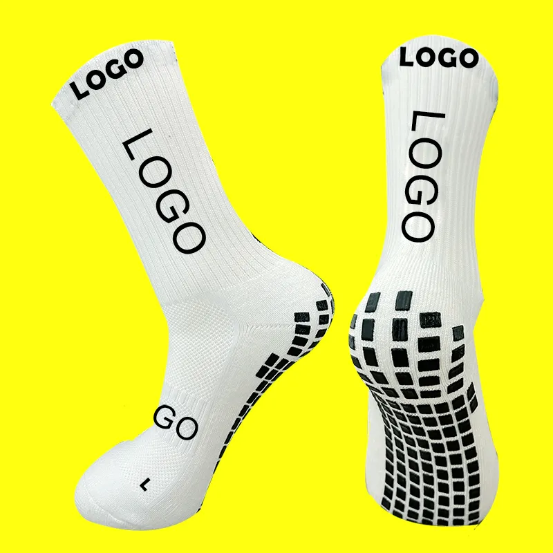Custom Made Logo Anti Slip Socks for Kids Youth Men Non Slip Grip Sock Football Soccer Crew Long Athletic Sport Grip Socks