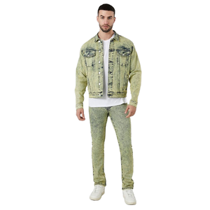 Men's Washed Denim <b>Jacket</b> With Turn-down Collar Regular Fit Casual Style Button Closure Solid Color Cotton Material Autumn Wear - Product Image 2