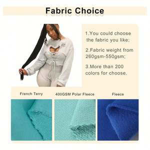 Sudadera con capucha de rizo francés de alta calidad personalizada al por mayor, sudadera con bordado ajustado recortada, jersey de cuello redondo OEM para mujer - Product Image 2