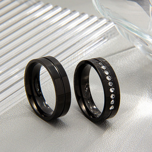 Di lusso 6MM 18K oro placcato in acciaio inox Micro <span class=keywords><strong>Set</strong></span> zircone intarsio anello per festa di fidanzamento lucidato regalo di anniversario uomo donna - Product Image 2