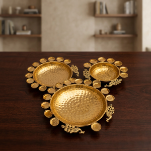 Ensemble de 3 Urli en fer avec motif paon, finition revêtement en poudre et Mirgan - Product Image 3