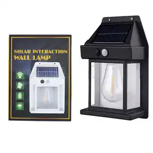 Lampe murale extérieure solaire à induction trois modes applique murale en tungstène jardin villa cour veilleuse étanche