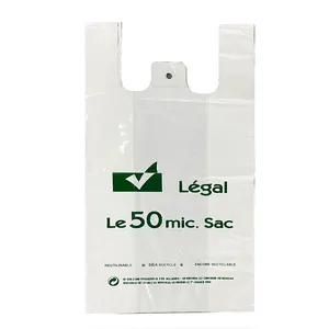 Borsa per t-shirt borse per la spesa in plastica borsa per gilet da supermercato da asporto personalizzata all'ingrosso