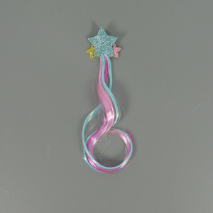 Pinza para el pelo de estrella con purpurina para niñas, con extensión de peluca rizada degradada, accesorios de pelo coloridos para fiestas y disfraces de escenario - Product Image 5