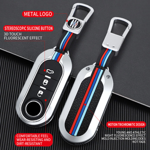 Étui de protection pour clé de voiture en alliage de zinc et gel de silice pour <span class=keywords><strong>Fiat</strong></span> 500 <span class=keywords><strong>Panda</strong></span> Ducato 500L Punto Lancia Musa Bravo, porte-clés pliable - Product Image 2