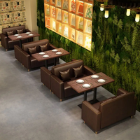 Ensemble de meubles de restaurant rétro canapé de loisir commercial combinaison table et chaise de stand en bois massif de café de restaurant occidental