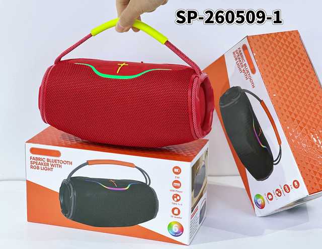 Portable Fabric Bluetooth Speaker with RGB Light, Waterproof Wireless Speaker TF Card & USB, Outdoor Boombox for Party Camping