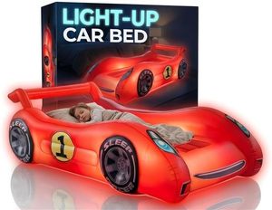 Lit de voyage gonflable pour enfants, voiture de course rouge lumineuse, pour tout-petits, camping, maison, hôtel - Product Image 1