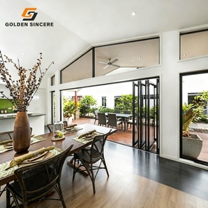 GS Luxury Aluminum Frame Double Tempered Glass Folding Door Large Span Patio Accordion Bi Folding Doors - Product Image 1