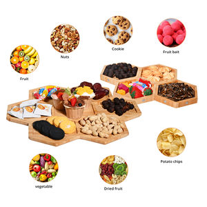 Bandeja de bambú para servir aperitivos, plato con compartimento extraíble para aperitivos, condimentos, aperitivos - Product Image 2