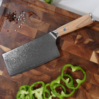 Ensemble de couteaux de cuisine professionnels 7 pièces en acier Damas avec manche en bois d'olivier, couteau Santoku, couteau utilitaire, couteau à désosser, couteau de chef