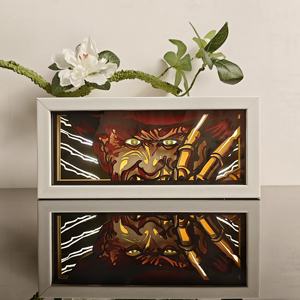 Sculpture en papier 3D d'Halloween <span class=keywords><strong>Freddie</strong></span> <span class=keywords><strong>Kruger</strong></span> avec boîte à lumière LED - Couleur RVB - Entrepôt américain - Product Image 2