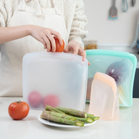 Sac Transparent et personnalisé à fermeture éclair pour enfants, sacs de rangement des aliments en Silicone pour enfants