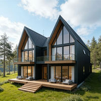 Maison triangulaire 3 chambres, kit préfabriqué à structure métallique de 40 pieds, chalet de montagne écologique personnalisé, assemblage rapide, maison de villégiature pour solutions de projets