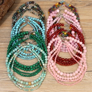 Collar de Cuentas de Piedra Natural Multicolor de Varias Capas, Estilo Boho, con Cuentas Pequeñas y Grandes de 4/6/8/10 mm, Amazonita, Ágata de la India, Cuarzo <span class=keywords><strong>Rosa</strong></span> y Cristal - Product Image 5