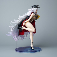 Figura de PVC de Chica Anime con Pelo Blanco, Gorra de Oficial, Capa Roja y Traje de Baño en Pose de Pie, Figura Coleccionable, Modelo de Decoración de Escritorio, Regalo