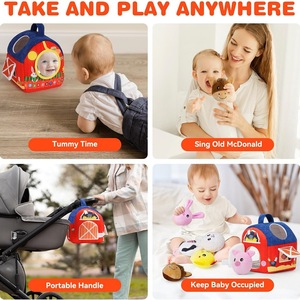 Boîte à jouets portable pour bébé, ferme miniature avec animaux de la ferme, jouet sensoriel Montessori pour enfants de 1 à 3 ans - Product Image 2