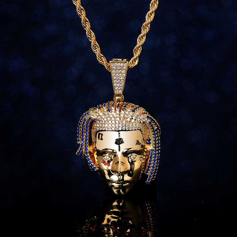 Moda Hip Hop CZ Ciondolo Collana Con Ciondolo Pallottola 18K - Foto 12