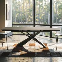 Table à manger pliable en verre trempé sur pieds en métal de luxe moderne et léger personnalisée 4 places pour hôtel appartement salle à manger